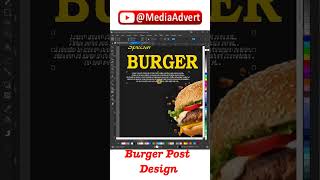 Burger 🍔 Social Media Post Design Creation in Coreldraw coreldraw graphicdesgin shortvideo [upl. by Ahsemot465]