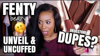 DRUGSTORE DUPES TO FENTY BEAUTY UNVEIL amp UNCUFFED STUNNA LIP PAINTS  Andrea Renee [upl. by Drews]