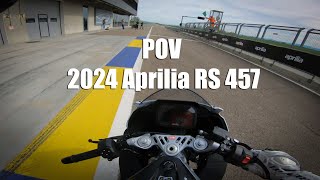 POV 2024 Aprilia RS 457  Pure Exhaust Sound  Autodromo Modena  Press Launch [upl. by Sonya]