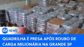 Quadrilha é presa após roubo de carga avaliada em R 2 milhões na Grande SP SBTNewsnaTV 291123 [upl. by Nivra]