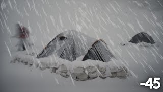 EXTREME 45° Solo Camping 4 Days  Snowstorm amp Winter Camping in a Snowstorm HOT TENT [upl. by Etnoek]