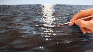 How to paint water  realistic water reflection wave painting tutorial [upl. by Nilahs]