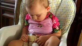 Twin Baby Sleeping In High Chair Gets Wake Up Call [upl. by Thain448]