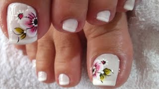 Unhas dos pés decoradas Flor de canto [upl. by Esinrahc947]