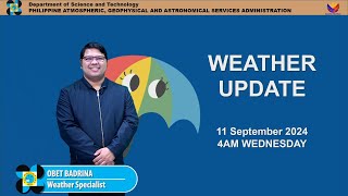 Public Weather Forecast issued at 4AM  September 11 2024  Wednesday [upl. by Solhcin]