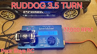 Ruddog 35 turn motor 9800kv 77000 RPM Tamiya mf01x analyzer rc rccar racing poorboysrc [upl. by Chipman]