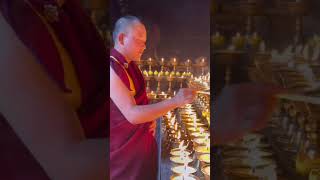 Lamp offering prayer🙏 monk buddhism love peace goodvibes youtubeshorts fyp [upl. by Lancaster]