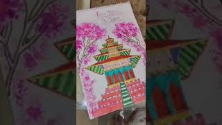 cherry blossom festival drawingart youtube india cherry blossomshortvideo beautifulcolourful [upl. by Cammy]