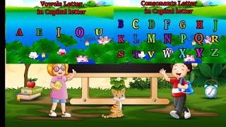 Learn Vowels and Consonants  Fun Alphabet Learning for Kids  A E I O U SongConsonant n Vowels [upl. by Lekym]