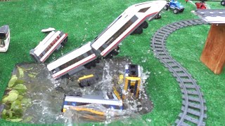 LEGO Train Trampoline Accident Fall  Slow Motion 2 [upl. by Mohr365]