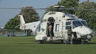 landing amp opstijgen  RNLAF NH90 Gevechtshelikopter DHC Luchtmacht  Havendag Gorinchem 2023 [upl. by Arracahs]