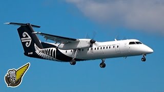 Airliners AirNZ Dash8 Landing At Wellington ZKNEB [upl. by Alyahc124]