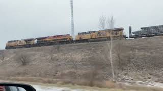 Chasing KCS GEVO Train over Blair NE Bridge [upl. by Moreland340]