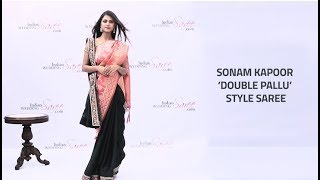 How to Wear Sonam Kapoor Double Pallu Style Saree  Double Pallu Saree Draping [upl. by Enelaj]