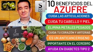 10 beneficios del ❤️👍AZUFRE👍❤️ARTICULACIONES💪⚡ CEREBRO⚙️ CABELLO💁 PIEL👏DETOXIFICANTE💖 🥩ALIMENTOS🍗🥚🥜 [upl. by Einnor]