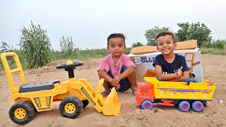 Kids Unboxing and Playing with Mini Bulldozer JCB Toy Truck Toy  Loading Soil In Dumper  CN Toys [upl. by Ardis323]