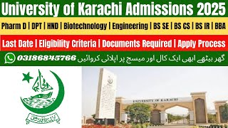 University of Karachi Admissions 2025  UOK Admission 2025  Karachi University Admission 2025 [upl. by Scopp]