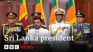 Sri Lanka swears in new leftleaning president Anura Kumara Dissanayake  BBC News [upl. by Ialda777]