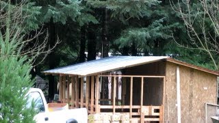 DIY  How to build a metal roof over your outdoor pig pen [upl. by Aira141]