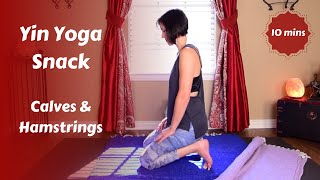 Yin Yoga Snack for Calves amp Hamstrings  Deep Leg Stretch 10 mins [upl. by Ahseret]