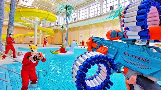 Nerf War  Water Park amp SPA Battle Nerf First Person Shooter [upl. by Aihsatal938]