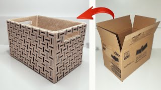 WHY BUY EXPENSIVE BASKETS IN STORES WHEN YOU CAN MAKE IT YOURSELF  CARDBOARD CRAFT  DIY [upl. by Eng]