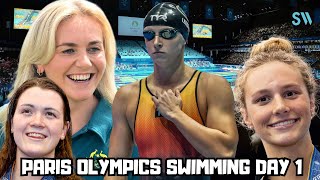 Day 1 Olympic Swimming  Paris 2024  Titmus Repeats Lukas Martens Dominates  4x100 Free Relays [upl. by Nimad]