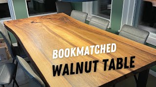 Bookmatched Walnut Slab  Live Edge Dining Table Build [upl. by Ellimac]