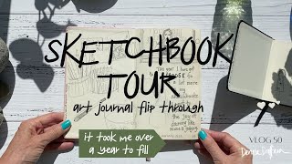 SKETCHBOOK TOUR ART JOURNAL FLIP THROUGH Vlog 50 Royal Talens Art Creations Sketchbook [upl. by Euqinomod]