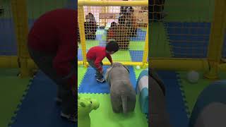 Cute Little Boy 👦 Happily Played The Giant Elephant Stuffed Animal japan playground shorts [upl. by Shull628]