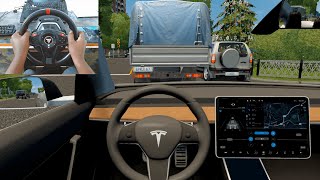 2018 Tesla Model 3 – City Car Driving Steering Wheel Gameplay [upl. by Eardna628]