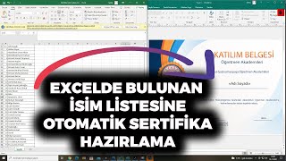 Excelde Bulunan İsim Listesine Sertifika Hazırlama [upl. by Leerzej80]