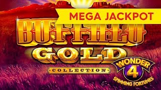 MEGA JACKPOT HANDPAY Wonder 4 Spinning Fortunes  Buffalo Gold Collection Slot [upl. by Ilyk]