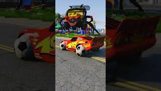 Epic Escape From The Lightning Mcqueen vs Miss Fritter Eater amp Mac Truck Eater [upl. by Elleuqram]