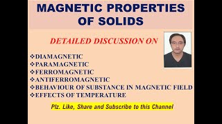 MAGNETIC PROPERTIES OF SOLIDS amp EFFECT OF TEMPERATURE ON SUCH MATERIALS [upl. by Ayotnom]