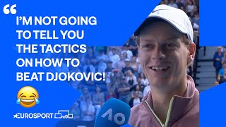 Jannik Sinner stuns defending champion Novak Djokovic to reach final 🤩  Australian Open 2024 🇦🇺 [upl. by Bilak594]