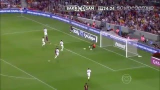 Barcelona 8 x 0 Santos Santos leva chocolate do Barça Troféu Joan Gamper 02 08 2013 Globo HD [upl. by Alenairam]