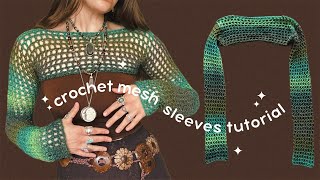 how to crochet mesh sleeves  EASY tutorial [upl. by Goldner478]