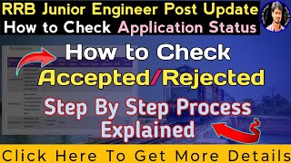 RRB JE Update  Application Status Can check Now In Telugu by Srikanth [upl. by Arul]
