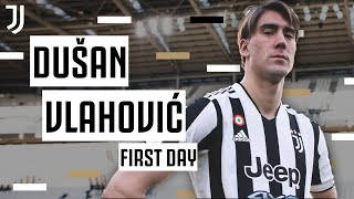 Dušan Vlahovićs first day as a Juventus player  Behind the scenes 🎬 [upl. by Tobit]