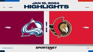 NHL Highlights  Avalanche vs Senators  January 16 2024 [upl. by Gulick367]