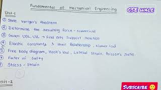 Mechanical Engineering Important Questionsaktufundamental of mechanical engineering cse wale [upl. by Major104]