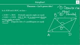 Diagonals of a parallelogram bisect each other Theorem and Proof [upl. by Llebanna]