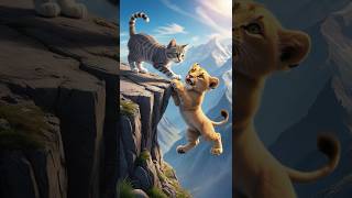 Heartwarming Tale Kitten Saves Lion Cub and Becomes Family ai aigenerated heartbreaking [upl. by Tali]