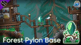 Forest Pylon Base SemiModern Design ▫ Terraria 14 Pylon Builds [upl. by Ariaz]