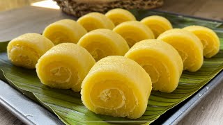 Easy Cassava Cake Rolls  Cassava Recipe  4 Ingredients Cassava Cake [upl. by Nasus460]