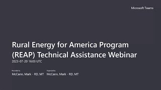 Montana USDA Rural Energy for America Program REAP Technical Assistance Webinar August 20 2023 [upl. by Lindsay]