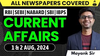 CURRENT AFFAIRS for BANKING EXAMS 1st amp 2nd AUG 2024 [upl. by Akyre]