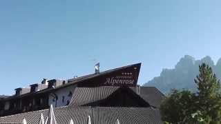 Sporthotel Alpenrose mit Blick auf Rotwand Berg der Dolomiten [upl. by Estel]