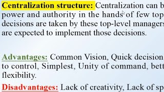 Difference bw Centralization amp Decentralization Structure of Organization  Organization Structure [upl. by Hilel]